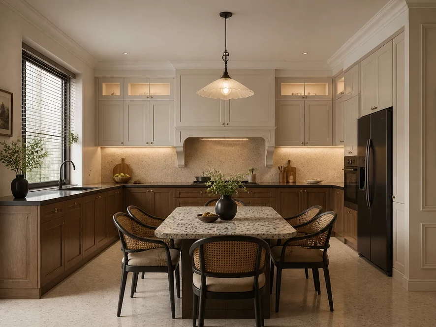 Mẫu nội thất phòng bếp 10m2 đẹp thiết kế chữ L