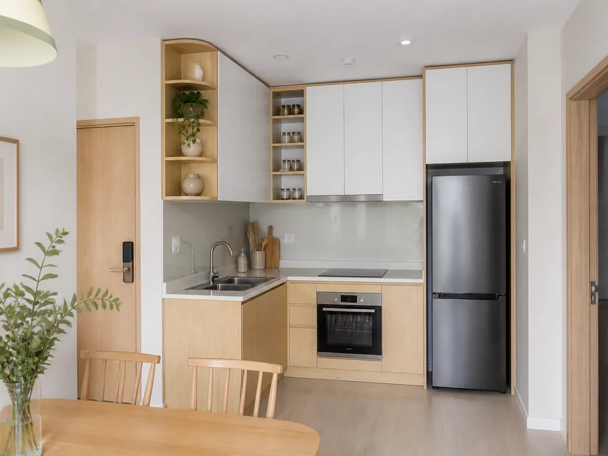Khảo sát hiện trạng để thiết kế mẫu nội thất phòng bếp 12m2 đẹp