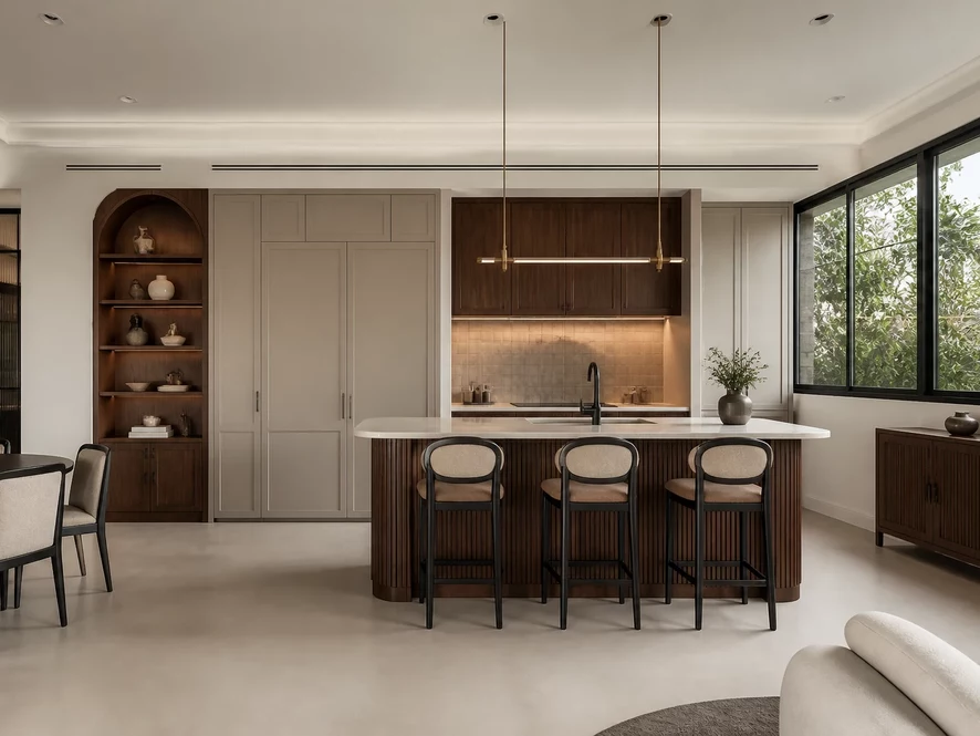 Phong cách tối giản cho mẫu nội thất phòng bếp 12m2 đẹp