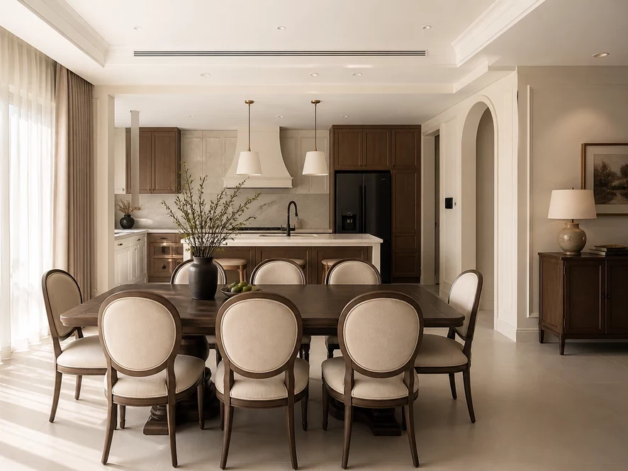 Vật liệu thi công mẫu nội thất phòng bếp 12m2 đẹp hiện đại