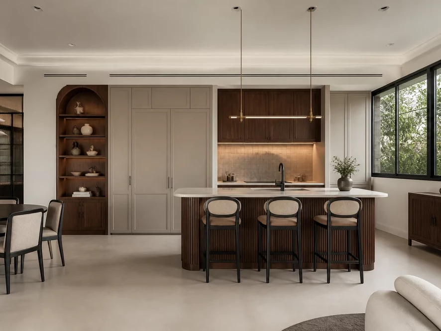 Bếp 15m2 phong cách Bắc Âu ấm áp