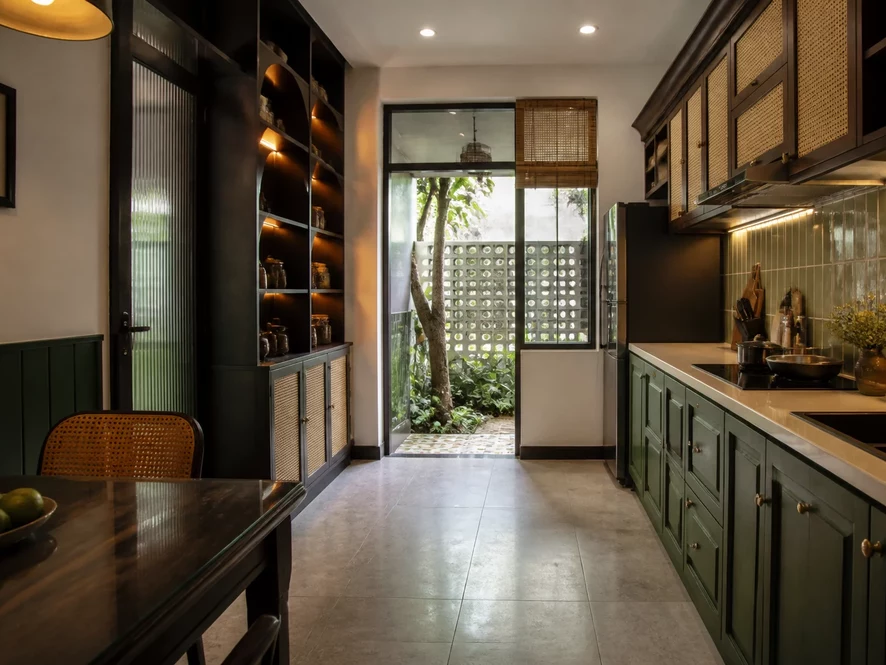 Mẫu nội thất phòng bếp 15m2 đẹp tổng quan thiết kế hiện đại