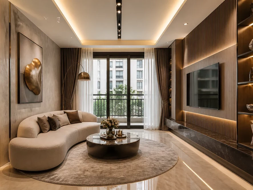 Mẫu nội thất phòng bếp 20m2 đẹp kết hợp phòng khách