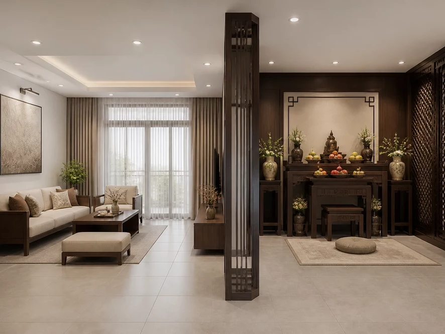 Mẫu nội thất phòng bếp 25m2 đẹp mở rộng ra ban công đa chức năng