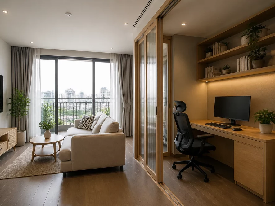 so sánh tự làm và thuê đơn vị thiết kế mẫu nội thất phòng khách 15m2 đẹp