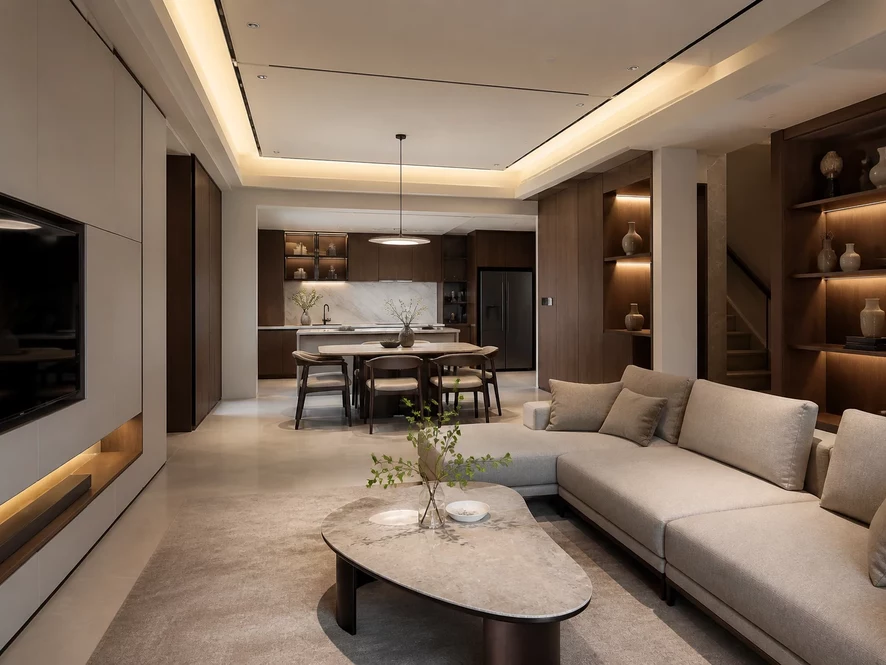mẫu nội thất phòng khách 25m2 đẹp phong cách modern luxury