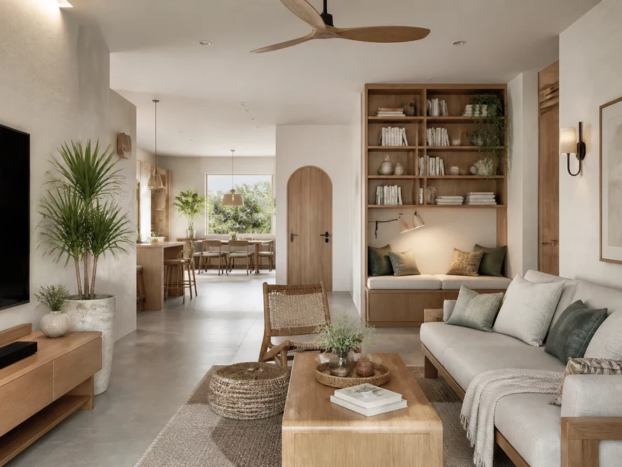 mẫu nội thất phòng khách 25m2 đẹp phong cách scandinavian