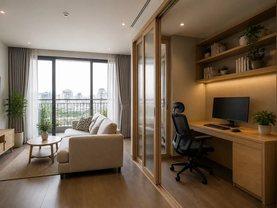 so sánh tự làm và thuê thiết kế mẫu nội thất phòng khách 25m2 đẹp