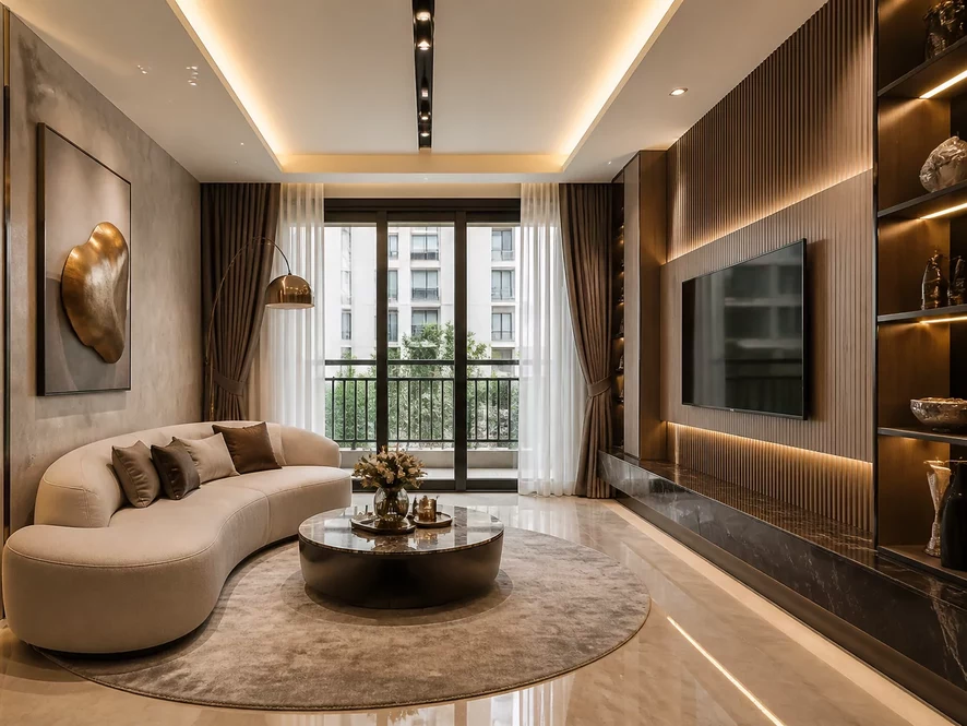 Phong cách tối giản trong mẫu nội thất phòng khách 40m2 đẹp