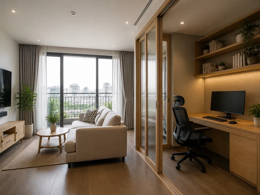 So sánh giữa tự làm và thuê đơn vị thiết kế mẫu nội thất phòng khách 40m2 đẹp