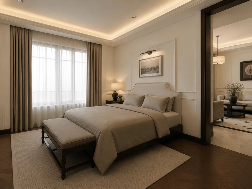 Thiết kế phòng ngủ trong mẫu nội thất phòng khách 40m2 đẹp