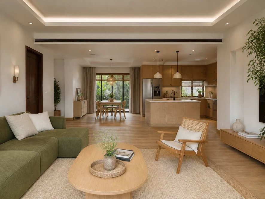 Vật liệu thông minh bền đẹp trong mẫu nội thất phòng khách 40m2 đẹp