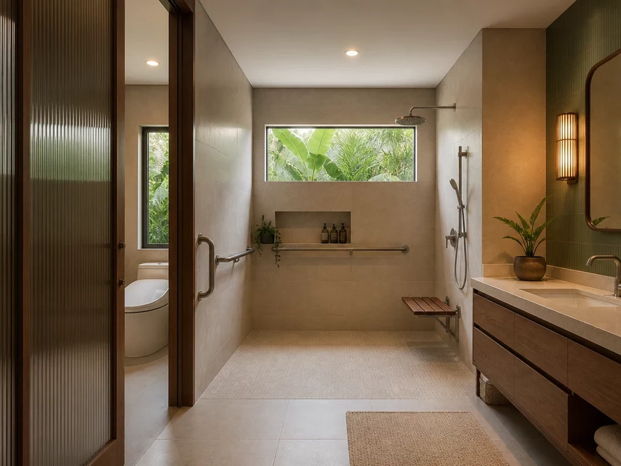 Ban công xanh tiếp cận ánh sáng tự nhiên trong mẫu nội thất phòng ngủ 15m2 đẹp