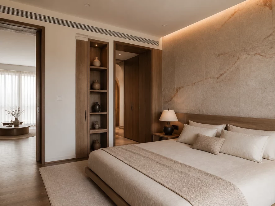 Giai đoạn thi công hoàn thiện cho mẫu nội thất phòng ngủ 15m2 đẹp