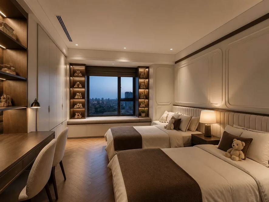 Không gian mẫu nội thất phòng ngủ 25m2 đẹp rộng rãi