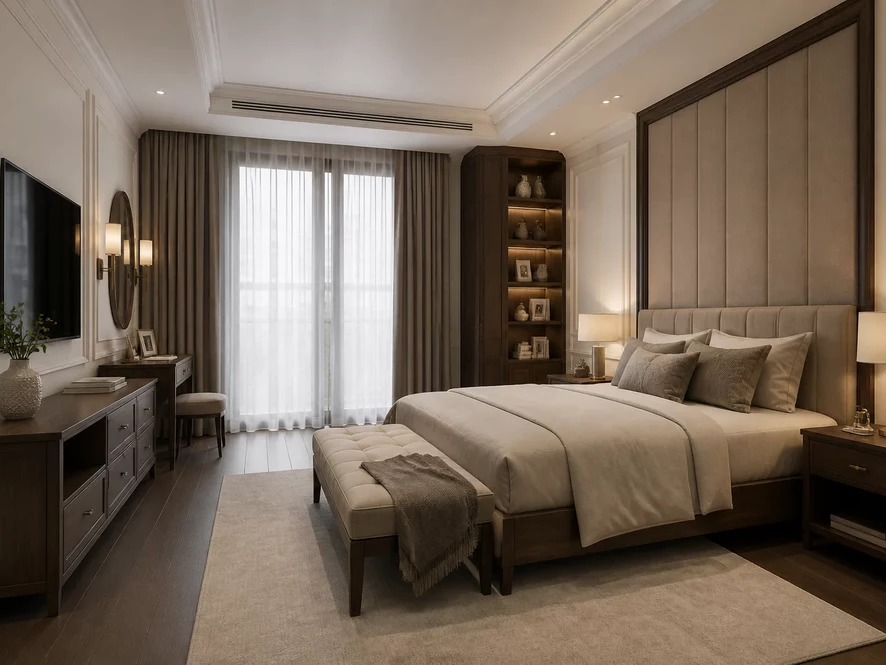 Mẫu nội thất phòng ngủ 25m2 đẹp phong cách Scandinavia