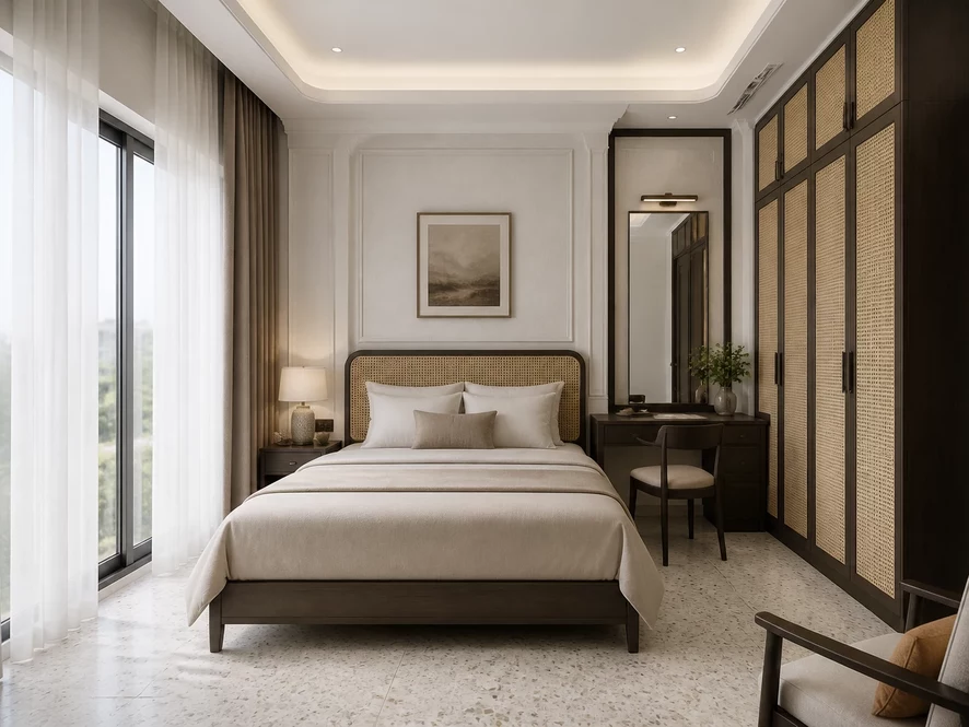 Thiết kế nội thất tối giản cho mẫu nội thất phòng ngủ 25m2 đẹp