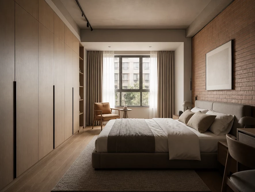 mẫu nội thất phòng ngủ 30m2 đẹp phong cách Công nghiệp