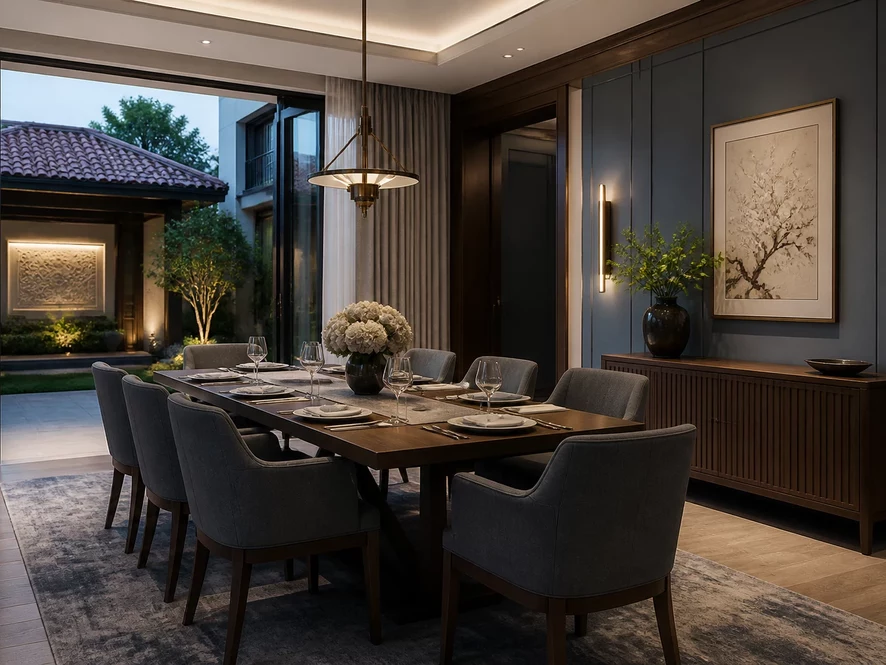 mẫu nội thất phòng ngủ 30m2 đẹp phong cách Đông Dương