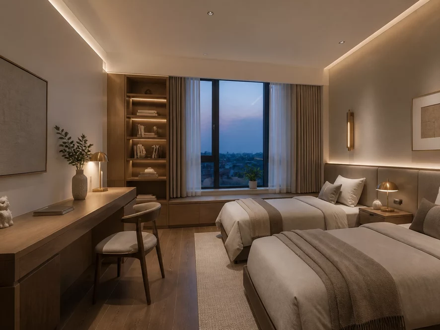 mẫu nội thất phòng ngủ 30m2 đẹp phong cách Luxury