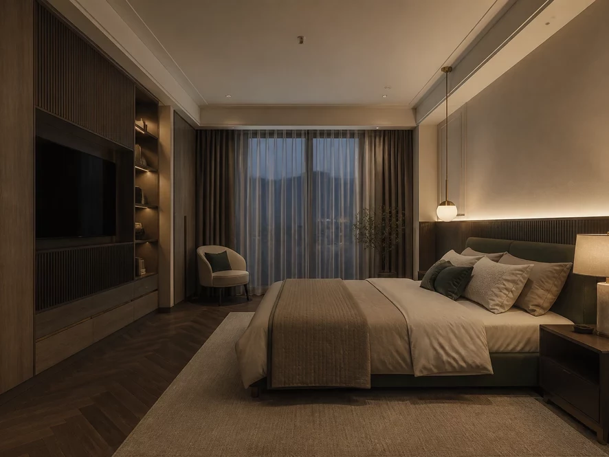 vật liệu gỗ chống ẩm mẫu nội thất phòng ngủ 30m2 đẹp