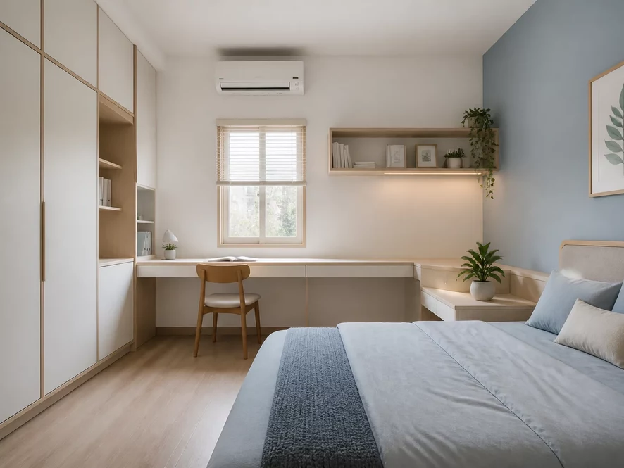 Mẫu nội thất phòng ngủ 9m2 đẹp phong cách Scandinavian ấm cúng