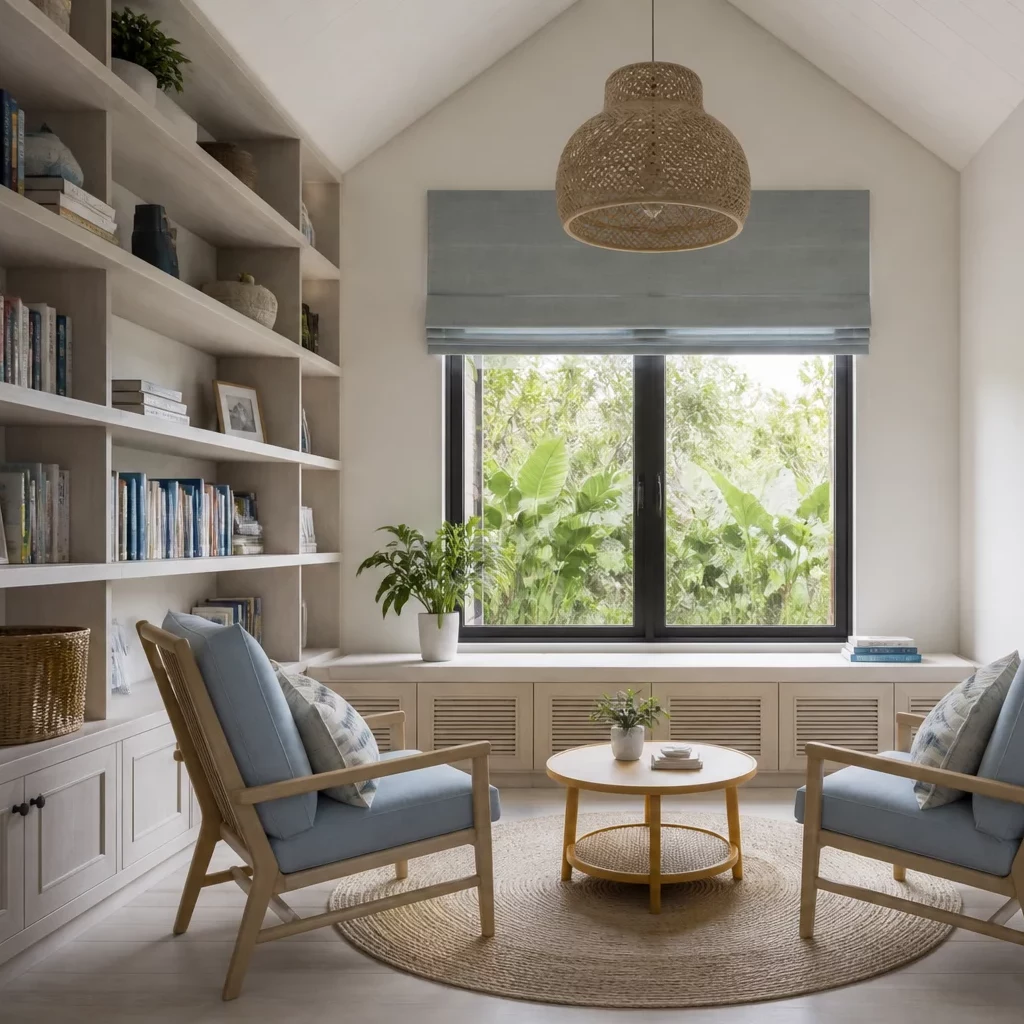 Góc đọc sách Scandinavian trong nội thất biệt thự hiện đại