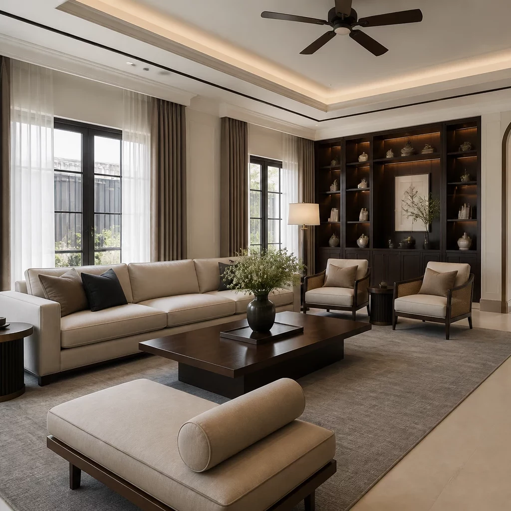 Không gian nội thất biệt thự tân cổ điển khu vực bàn ăn