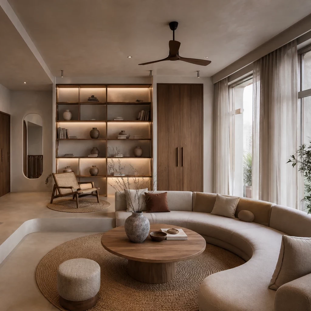 Nội thất biệt thự phong cách Wabi Sabi mộc mạc
