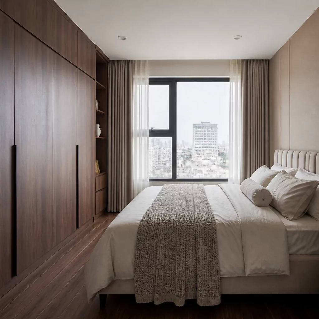 Phòng ngủ đôi thiết kế hiện đại, view thành phố