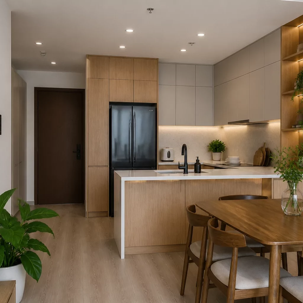 Nội thất chung cư nhỏ gam màu rực rỡ.