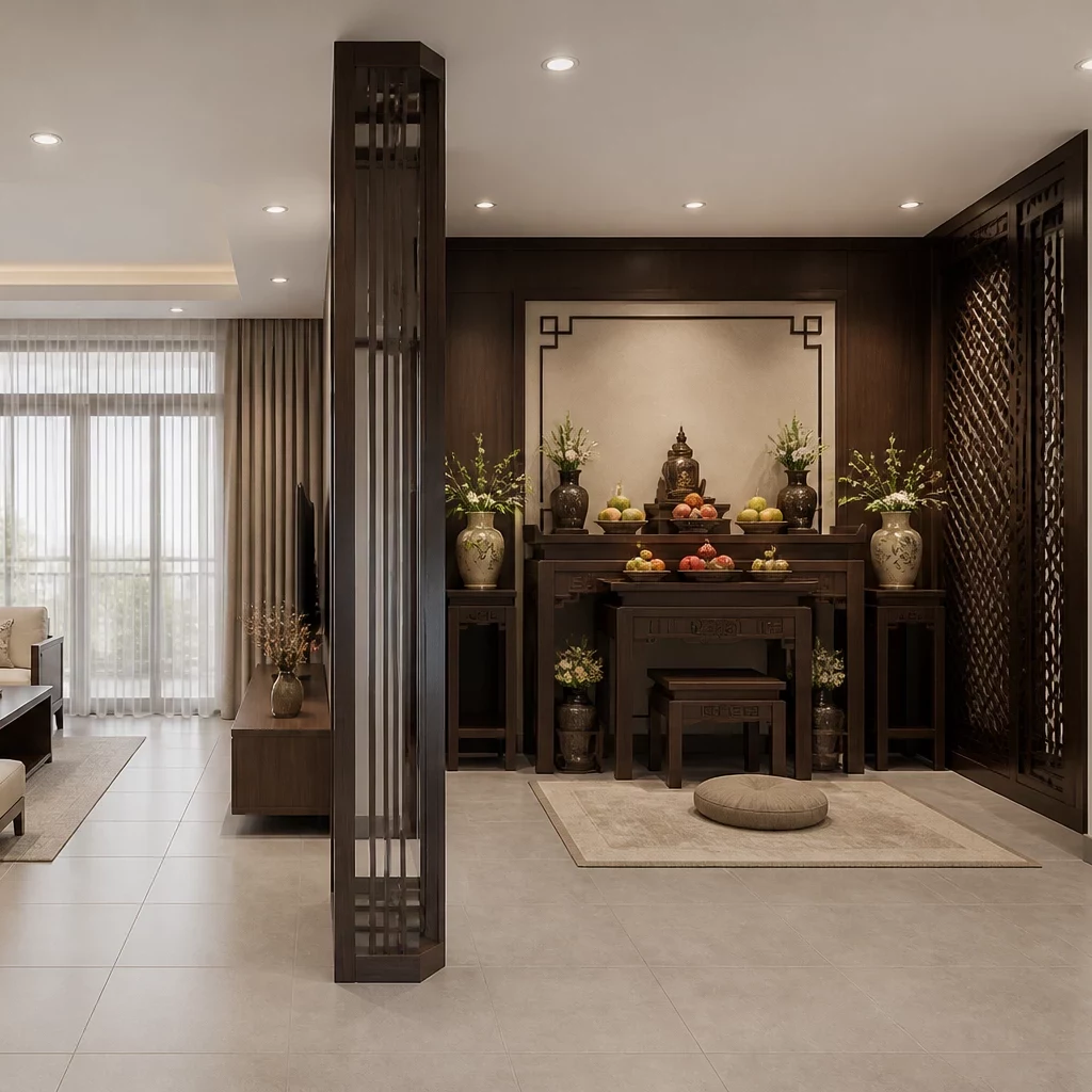 Nội thất chung cư tân cổ điển trên ban công view city.
