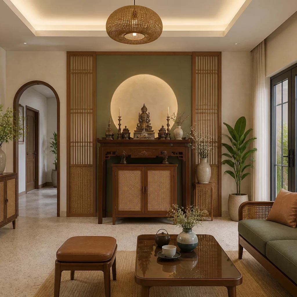 Không gian nội thất nhà cấp 4 phong cách Rustic mộc mạc với gỗ và đá