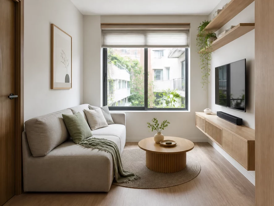 Mẫu nội thất phòng bếp 10m2 kết hợp phòng khách