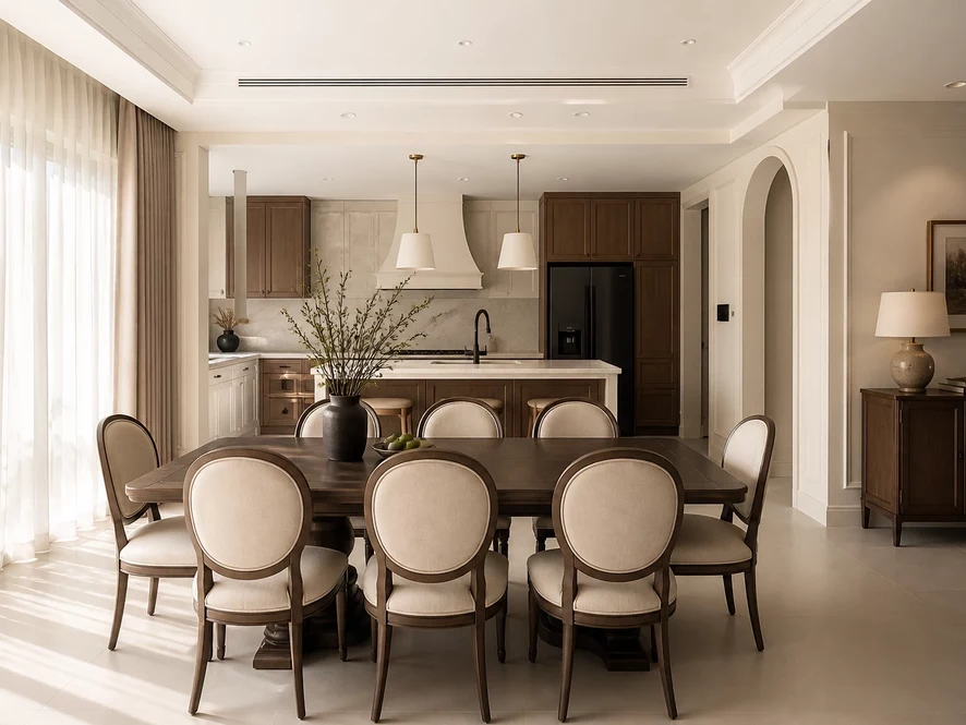 Nội thất phòng bếp 10m2 mở ra ban công