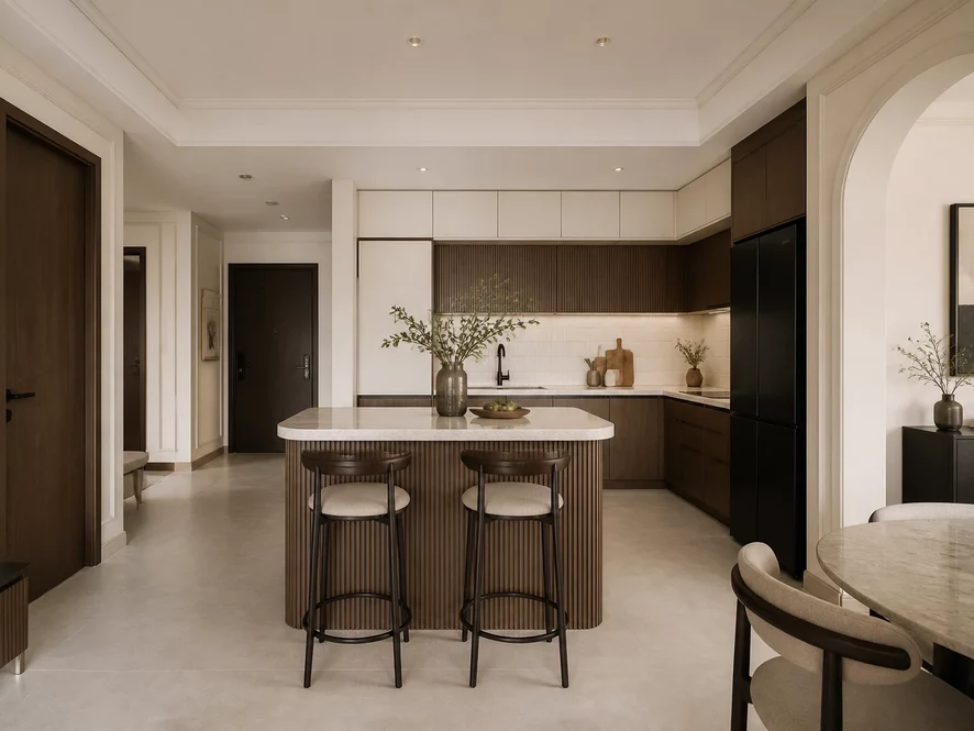 Tối ưu ngân sách thi công nội thất phòng bếp 12m2 hiệu quả