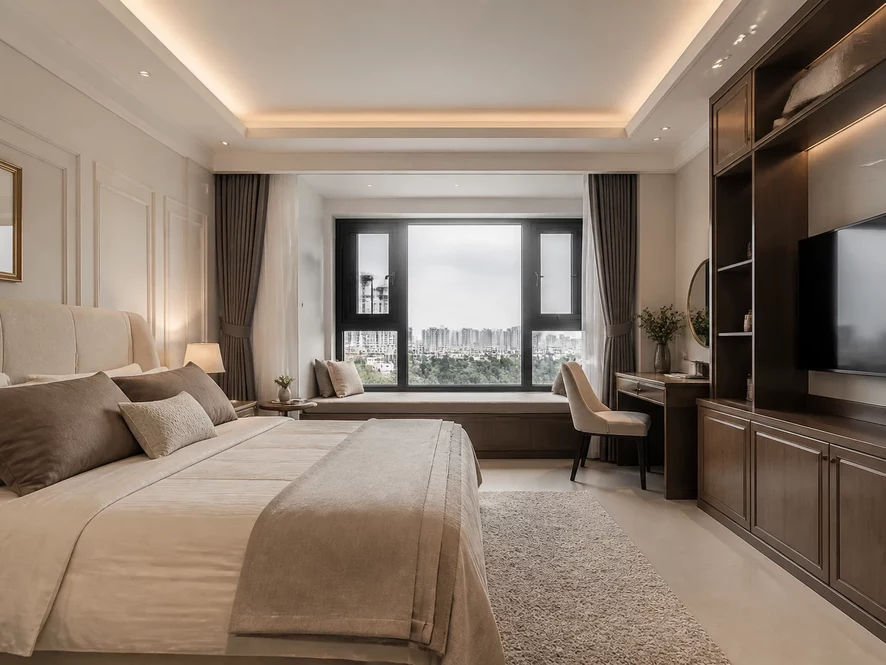 Nội thất phòng bếp 15m2 gần phòng tắm với vật liệu chống ẩm