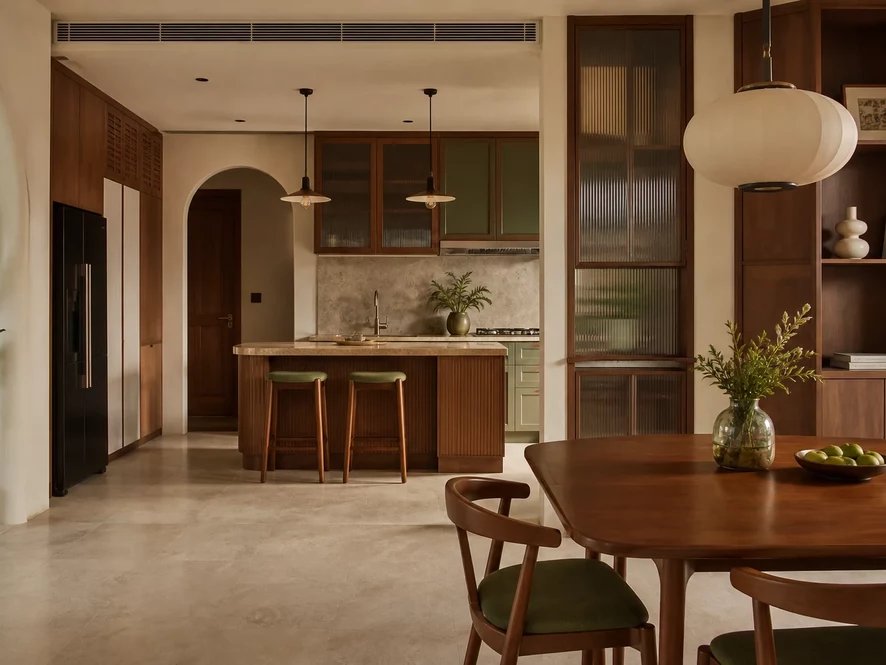 Nội thất phòng bếp 15m2 kết hợp phòng ngủ với hệ thống tủ đa năng
