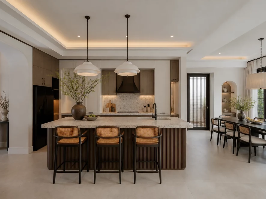 Nội thất phòng bếp 15m2 phong cách tối giản