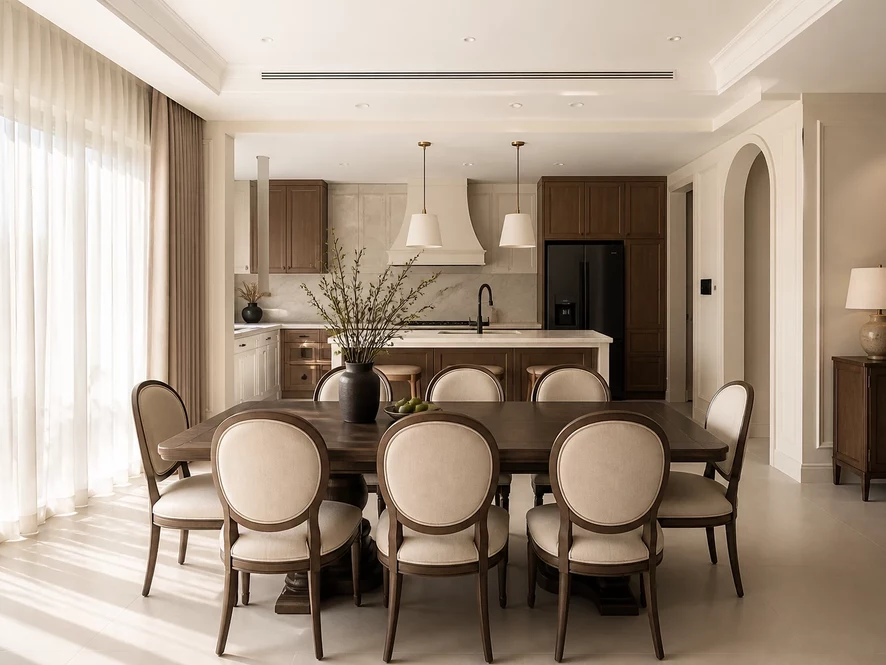 Thiết kế nội thất phòng bếp 15m2 hiện đại với hệ tủ thông minh