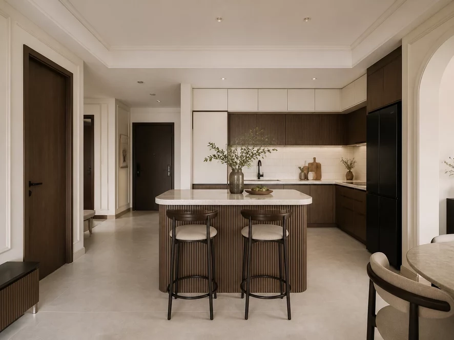 Nội thất phòng bếp 20m2 kết hợp phòng tắm