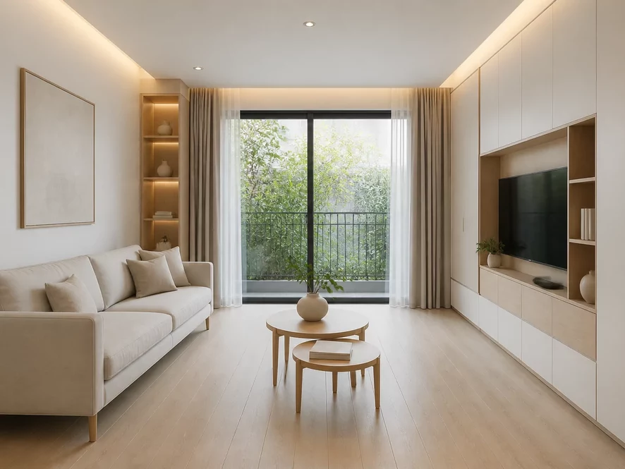 Nội thất phòng bếp 20m2 phong cách tối giản hiện đại