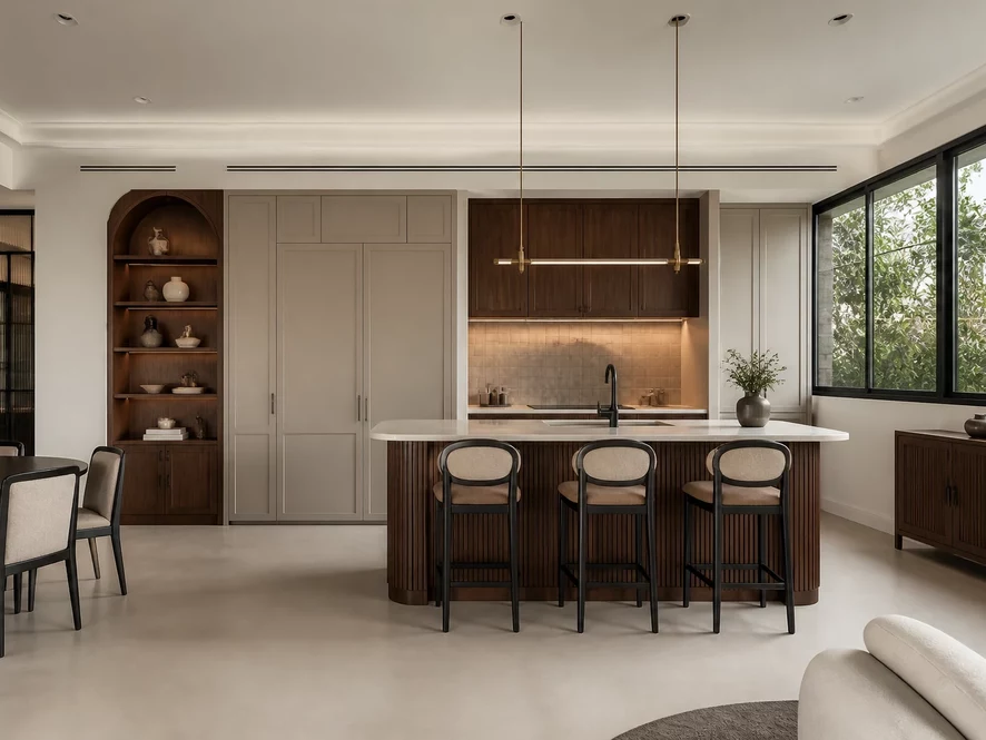 Hình ảnh thi công nội thất phòng bếp 25m2 thực tế