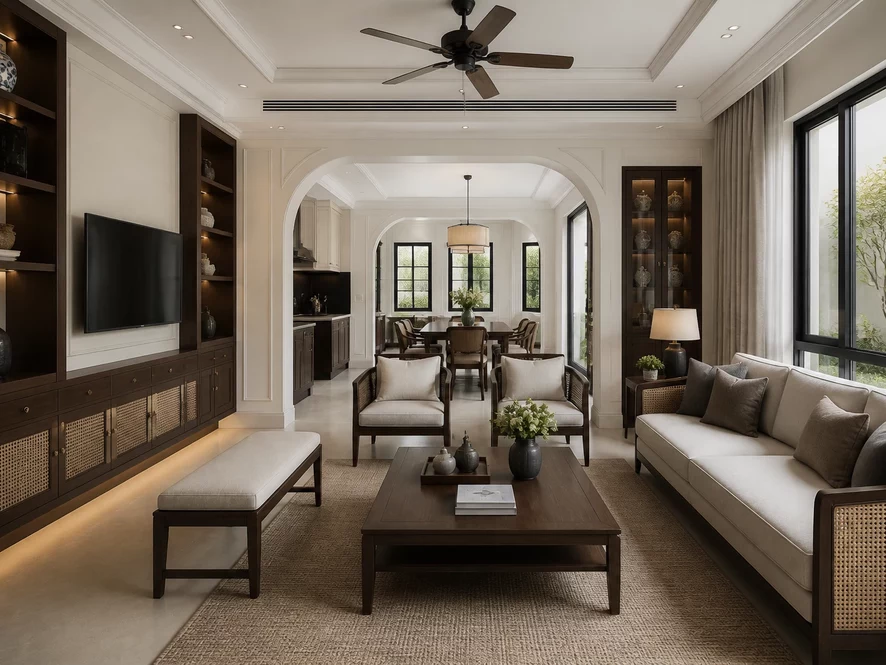 Bảng báo giá nội thất phòng khách 20m2 chi tiết 2026