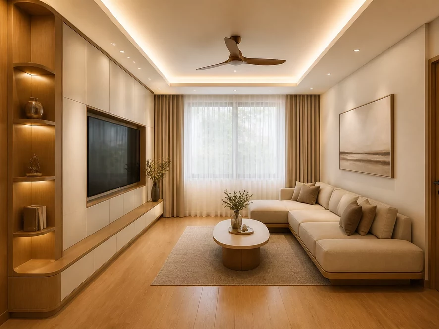 Không gian phòng ngủ kết hợp nội thất phòng khách 20m2