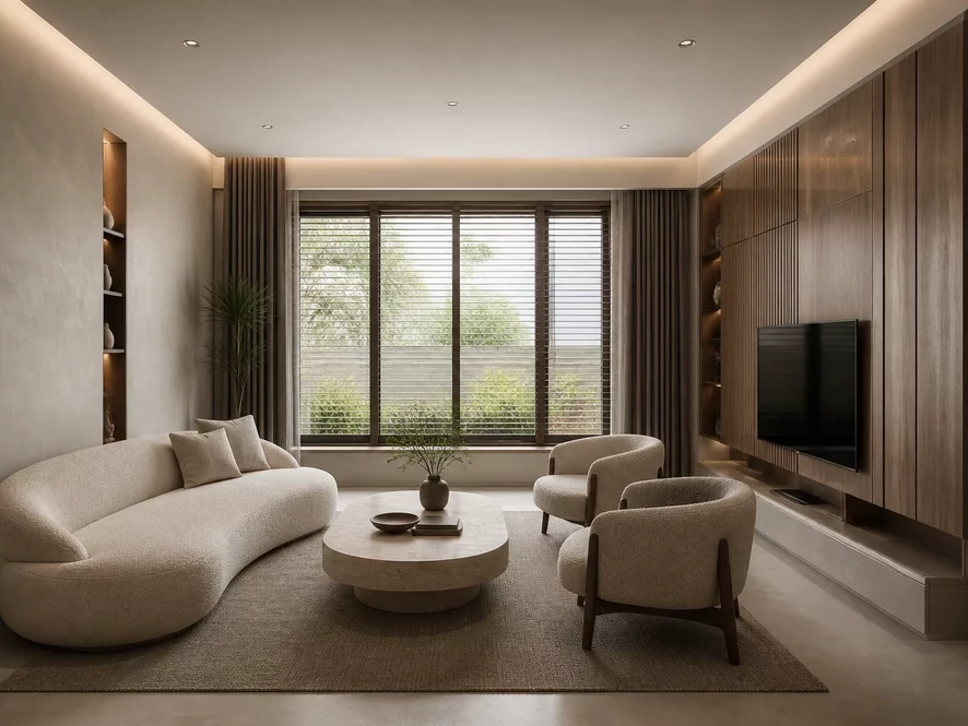 Nội thất phòng khách 20m2 tông màu sáng sang trọng