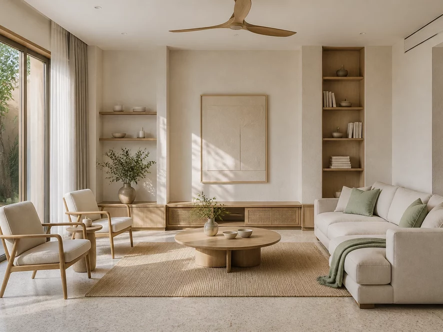 Phong cách Japandi nội thất phòng khách 20m2