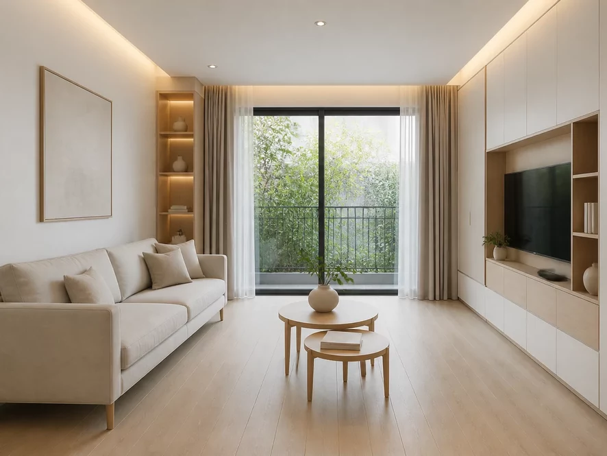 Phong cách tối giản cho nội thất phòng khách 20m2
