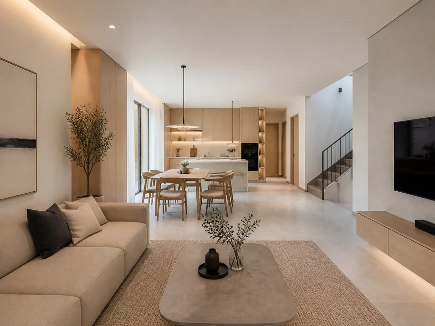 Thiết kế bếp liền kề tối ưu cho nội thất phòng khách 25m2