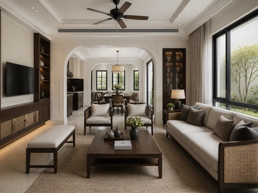 Ban công kết hợp nội thất phòng khách 30m2